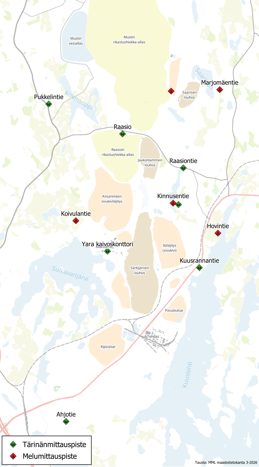 Melun ja t&auml;rin&auml;n tarkkailupisteet