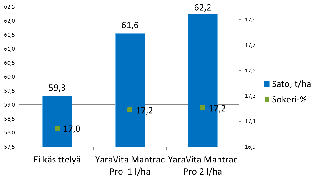 Sokerijuurikkaasta parempi sato YaraVita Mantrac Pro -lehtilannoituksella