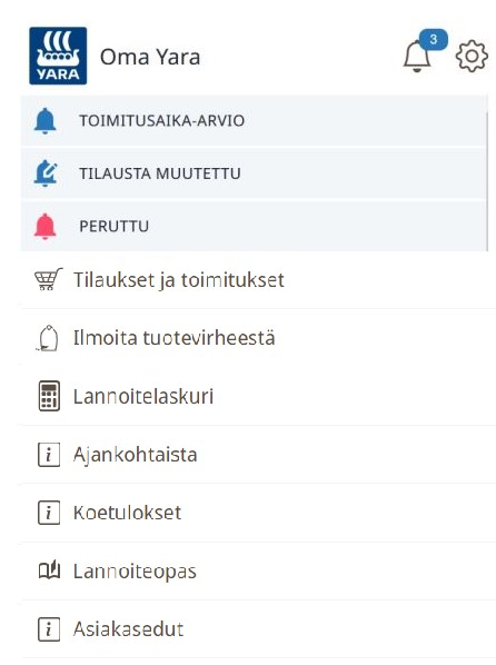 Valikko nettisivuille